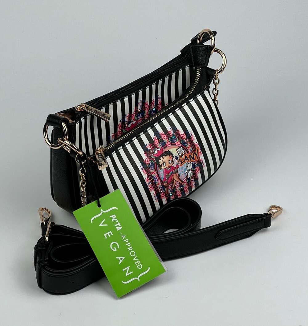 NEW! Betty Boop Womens Lany Vegan Crossbody with Chain Shoulder Bag - Picture 2 of 5